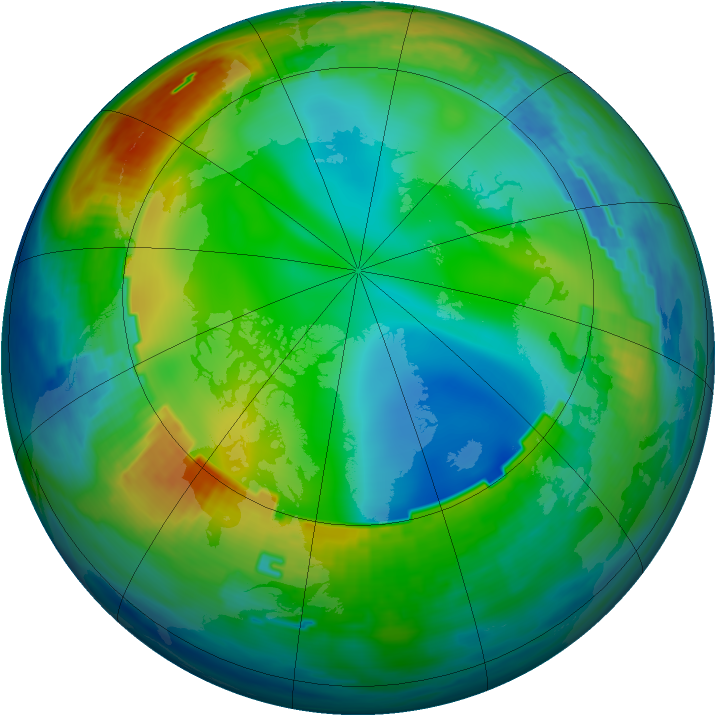 Arctic ozone map for 08 December 1988